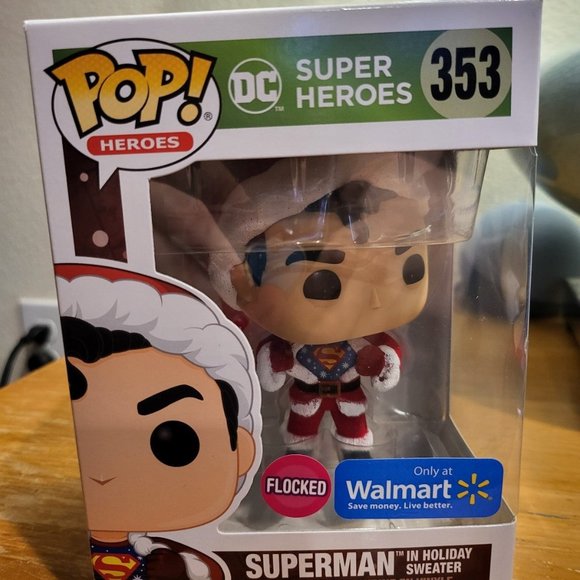 DC Super Heroes Superman in Holiday Sweater Flocked Walmart Exclusive Funko Pop - Picture 1 of 7